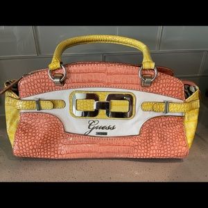 Guess Mikelle Coral Multi Handbag Faux Snakeskin with Leather